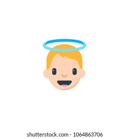 Angel icon. Vector flat angel boy character