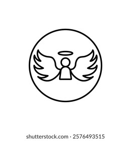 Angel icon vector outline logo sign