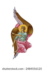 Angel illustration in Byzantine style isolated