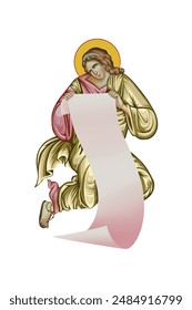 The Angel illustration in Byzantine style isolated