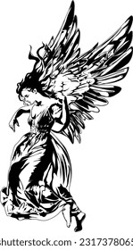 angel illustration hovering in the air