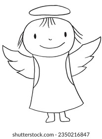 Angel illustration image. 
Hand drawn image artwork of an angel. 
Simple cute original logo.
Hand drawn vector illustration for posters, cards, t-shirts.