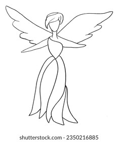 Angel illustration image. 
Hand drawn image artwork of an angel. 
Simple cute original logo.
Hand drawn vector illustration for posters, cards, t-shirts.