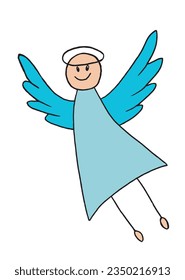 Angel illustration image. 
Hand drawn image artwork of an angel. 
Simple cute original logo.
Hand drawn vector illustration for posters, cards, t-shirts.