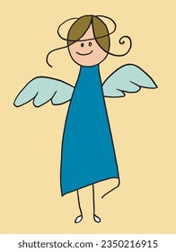 Angel illustration image. 
Hand drawn image artwork of an angel. 
Simple cute original logo.
Hand drawn vector illustration for posters, cards, t-shirts.