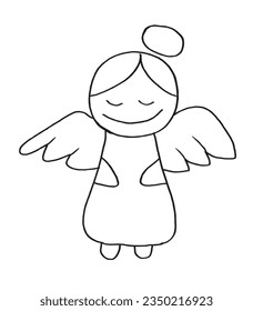 Angel illustration image. 
Hand drawn image artwork of an angel. 
Simple cute original logo.
Hand drawn vector illustration for posters, cards, t-shirts.