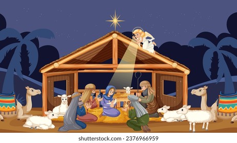 Angel informs shepherds of Jesus' birth, bringing gifts