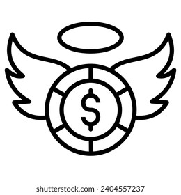 Ilustración vectorial de la línea del icono de inversión de ángel