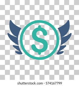 Angel Investment icon. Vector illustration style is flat iconic bicolor symbol, cobalt and cyan colors, transparent background. Designed for web and software interfaces.