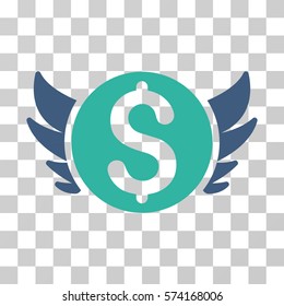 Angel Investment icon. Vector illustration style is flat iconic bicolor symbol, cobalt and cyan colors, transparent background. Designed for web and software interfaces.