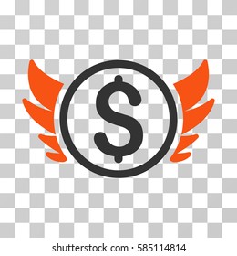 Angel Investment icon. Vector illustration style is flat iconic bicolor symbol, orange and gray colors, transparent background. Designed for web and software interfaces.