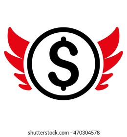 Angel Investment icon. Vector style is bicolor flat iconic symbol with rounded angles, intensive red and black colors, white background.