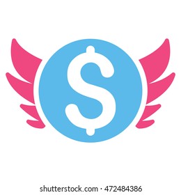 Angel Investment icon. Vector style is bicolor flat iconic symbol with rounded angles, pink and blue colors, white background.