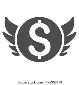 Angel Investment icon. Vector style is flat iconic symbol with rounded angles, gray color, white background.