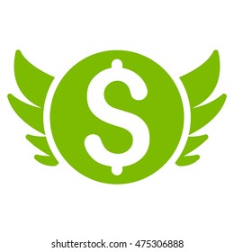 Angel Investment icon. Vector style is flat iconic symbol with rounded angles, eco green color, white background.