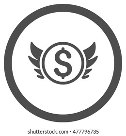 Angel Investment rounded icon. Vector illustration style is flat iconic symbol, gray color, white background.