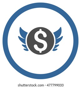 Angel Investment rounded icon. Vector illustration style is flat iconic bicolor symbol, cobalt and gray colors, white background.