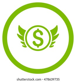 Angel Investment rounded icon. Vector illustration style is flat iconic symbol, eco green color, white background.