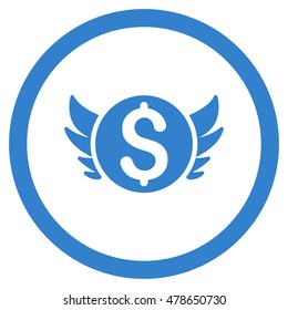 Angel Investment rounded icon. Vector illustration style is flat iconic symbol, cobalt color, white background.