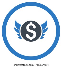 Angel Investment rounded icon. Vector illustration style is flat iconic bicolor symbol, smooth blue colors, white background.