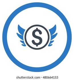 Angel Investment rounded icon. Vector illustration style is flat iconic bicolor symbol, smooth blue colors, white background.