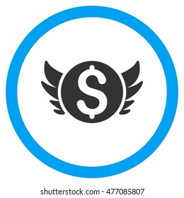 Angel Investment vector bicolor rounded icon. Image style is a flat icon symbol inside a circle, blue and gray colors, white background.