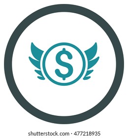 Angel Investment vector bicolor rounded icon. Image style is a flat icon symbol inside a circle, soft blue colors, white background.