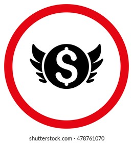 Angel Investment vector bicolor rounded icon. Image style is a flat icon symbol inside a circle, intensive red and black colors, white background.
