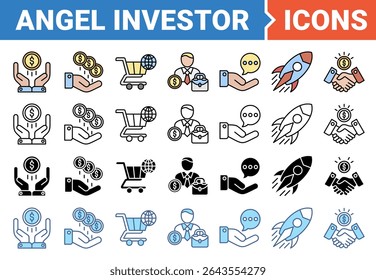Angel investor banner icon set with multiple style.