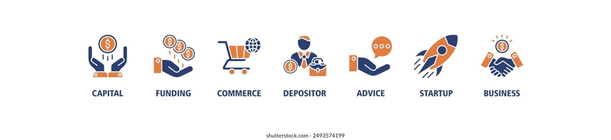 Angel investor banner web icon set vector illustration concept of business angel, informal investor, investment founder with icon of capital, funding, commerce, depositor, advice, startup and business