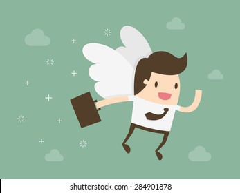 Angel investor. Business angel. Flat design business concept illustration.