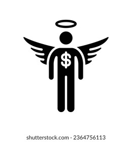 Angel investor business startup and communication glyph icon. Informal investor. Investment Founder Businessman angel. Startup accele. Flat vector illustration. Design on white background. EPS 10