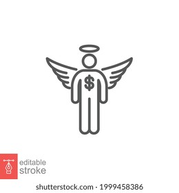 Angel investor communication line icon. Business angel. Informal investor. Investment Founder Businessman. Startup accelerator. Editable stroke. vector illustration. Design on white background. EPS 10
