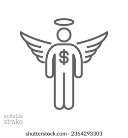 Angel investor communication line icon. Business angel. Informal investor. Investment Founder Businessman. Startup accelerator. Editable stroke. vector illustration. Design on white background. EPS 10