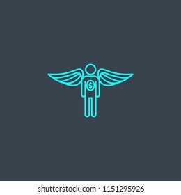 Angel investor concept blue line icon. Simple thin element on dark background. Angel investor concept outline symbol design from Startup set. Can be used for web and mobile UI/UX