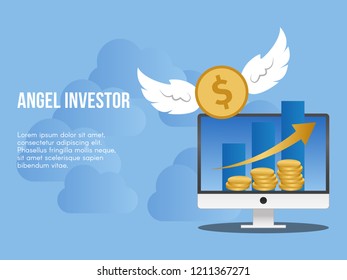 Angel investor concept. Ready to use vector. Suitable for background, wallpaper, landing page, web, banner and other creative work.