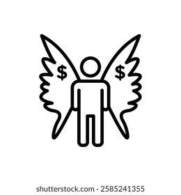 Angel investor icon Flat vector set outline