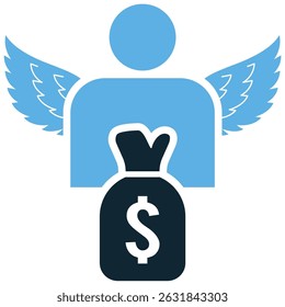 Angel investors icon vetor para financiamento de start-ups, capital inicial e apoio financeiro privado. Ideal para visuais de empreendedores, plataformas de apresentação e conceitos de investimento inicial.
