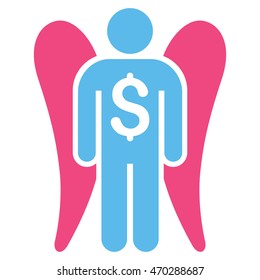 Angel Investor icon. Vector style is bicolor flat iconic symbol with rounded angles, pink and blue colors, white background.