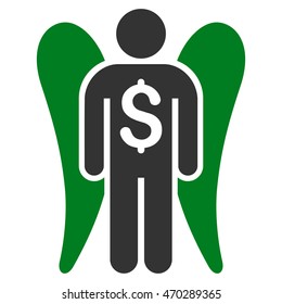 Angel Investor icon. Vector style is bicolor flat iconic symbol with rounded angles, green and gray colors, white background.