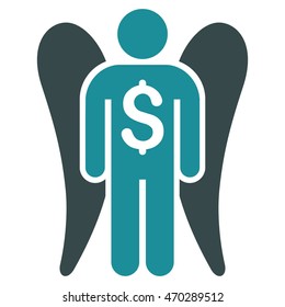 Angel Investor icon. Vector style is bicolor flat iconic symbol with rounded angles, soft blue colors, white background.