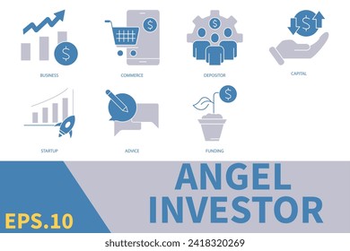 Angel investor icons set .Angel investor pack symbol vector elements for infographic web