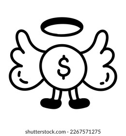 Angel investor modern doodle style icon 