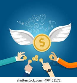 angel investor money fund management startup coin wings fly