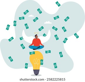 Angel investor, people who funding or support startup seed project since beginning, money support to grow business idea .business concept.flat character.