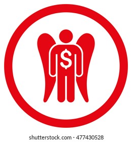 Angel Investor rounded icon. Vector illustration style is flat iconic symbol, red color, white background.