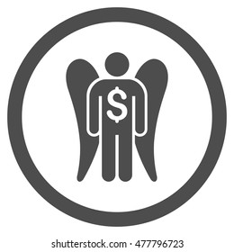 Angel Investor rounded icon. Vector illustration style is flat iconic symbol, gray color, white background.