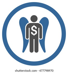 Angel Investor rounded icon. Vector illustration style is flat iconic bicolor symbol, cobalt and gray colors, white background.