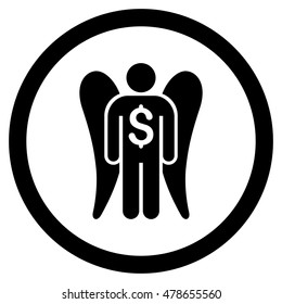 Angel Investor rounded icon. Vector illustration style is flat iconic symbol, black color, white background.