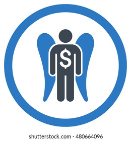 Angel Investor rounded icon. Vector illustration style is flat iconic bicolor symbol, smooth blue colors, white background.